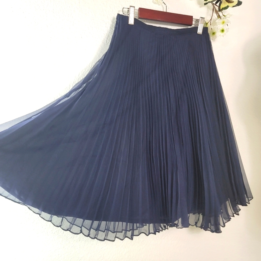CYNTHIA STEFFE PLEATED TULLE NAVY BLUE SIZE SMALL
